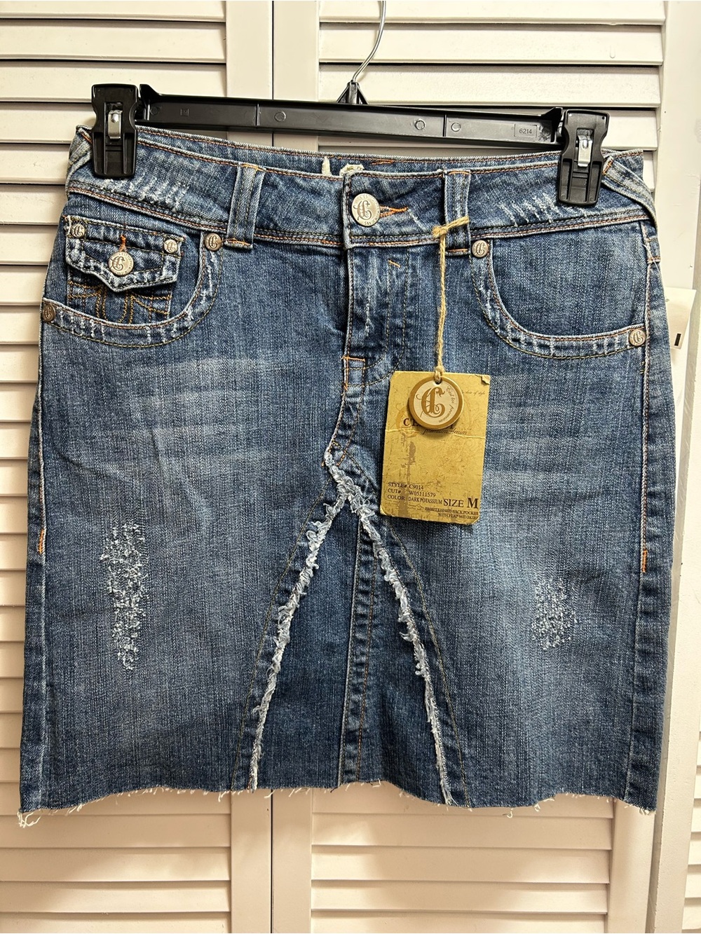 C’est Toi Distressed Blue Denim Mini Skirt NWT Size M
